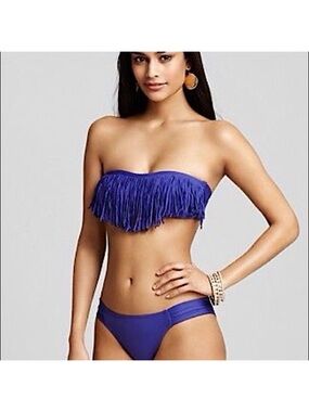 l*space Purple Fringe Bandeau Bikini Set